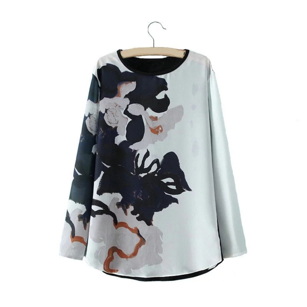 Womens Floral Sweater Long Sleeve Shirt Top